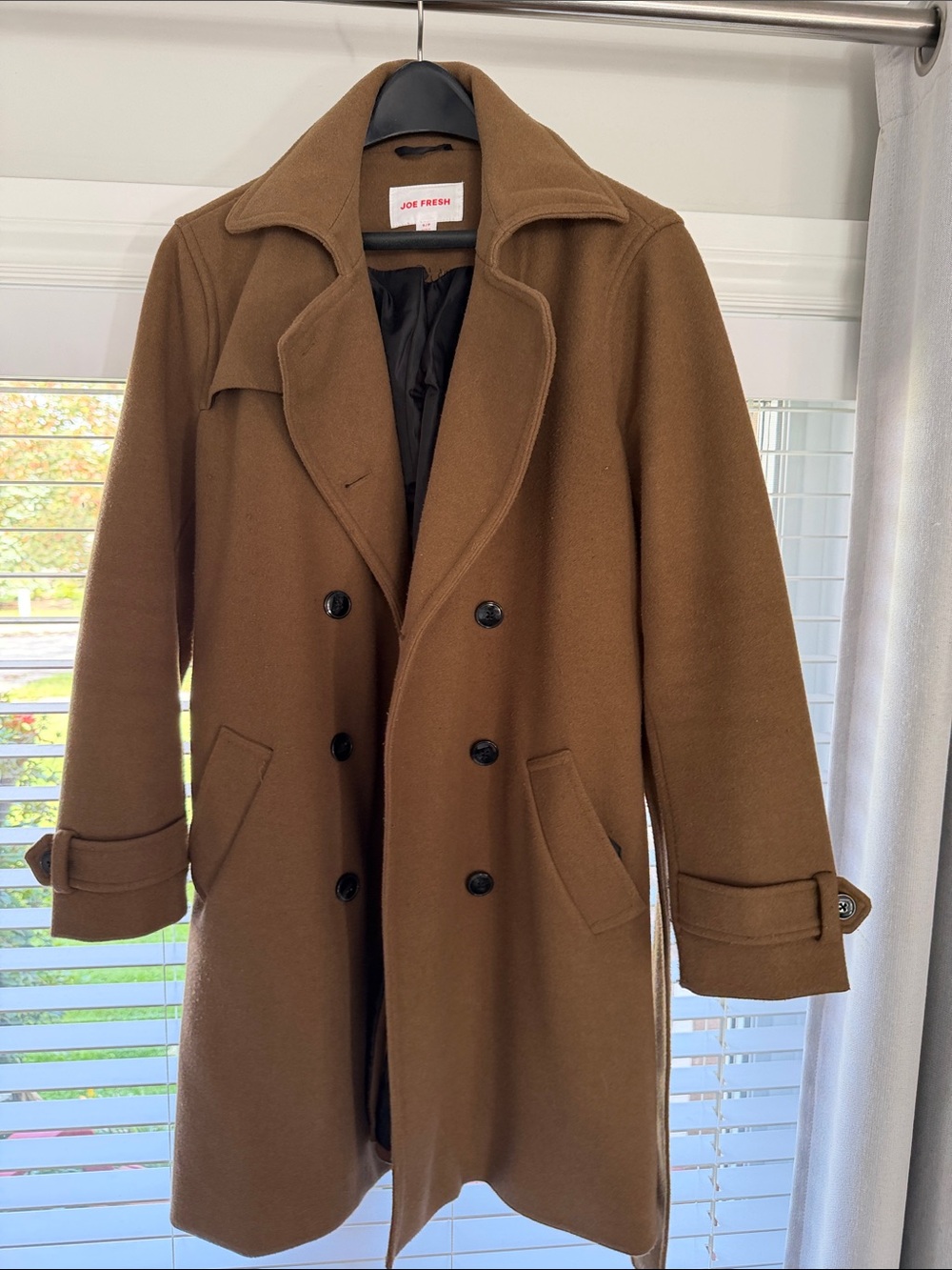 Joe Fresh Women’s Double-Breasted Tan-Brown Pea Coat